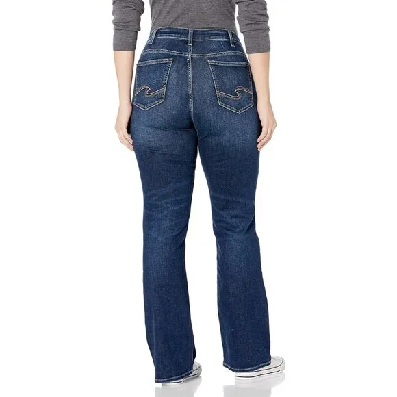 Plus Size Women's Suki Mid Rise Slim Bootcut Jeans Dark Wash Stretch - Picture 2 of 6
